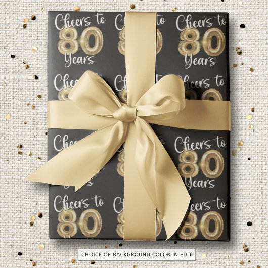 Papier Cadeau Salutations à 80 ans Black Gold Anniversaire