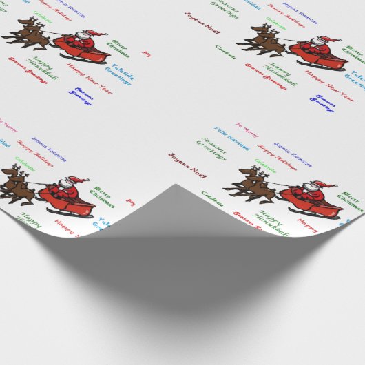 Papier Cadeau Salutations avec Père Noël Wrapper Paper (Coin)