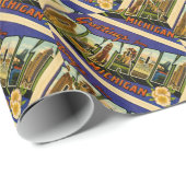 Papier Cadeau Salutations de carte postale de cru de Detroit (Coin rond)