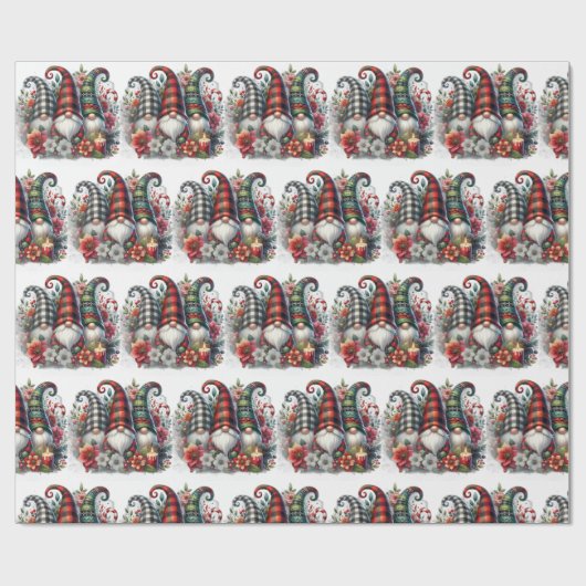 Papier Cadeau Salutations de la saison Gnome (Plat)