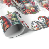 Papier Cadeau Salutations de la saison Gnome (Coin rond)