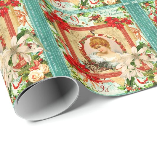 Papier Cadeau Salutations de Noël (Coin rond)