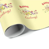 Papier Cadeau Salutations de Noël (Coin rond)