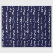 Papier Cadeau Salutations de Noël (Argent) (Plat)