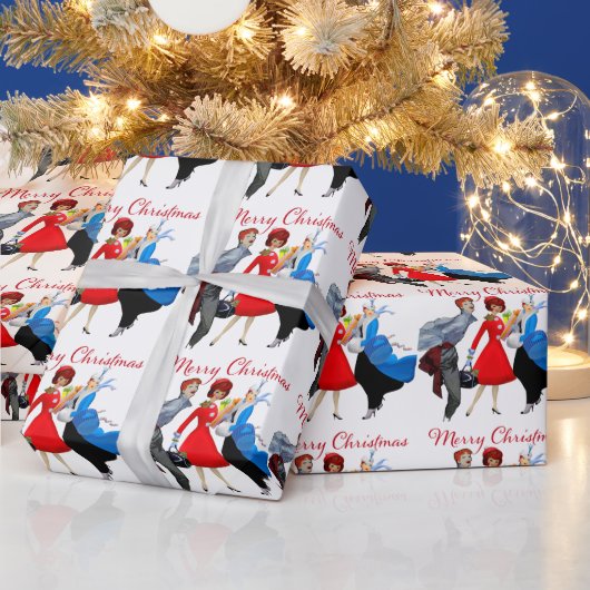 Papier Cadeau Salutations de Noël Vintages Dames 1950 (Vacances)