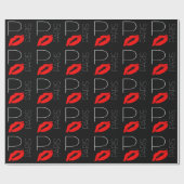 Papier Cadeau Salutations de noir rouge de baiser de rouge à (Plat)