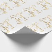 Papier Cadeau Salutations de saison Or Faux Feuille Script (Coin)