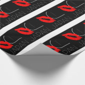 Papier Cadeau Salutations du Japon Rouge Lipstick Kiss noir (Coin)