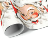 Papier Cadeau Salutations Père Noël de Noël (Coin rond)