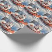 Papier Cadeau Samoyé Chien dans la boue Laisser il neige Noël (Coin)