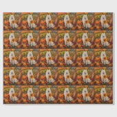 Papier Cadeau Samoyé Chien Moisson Automne Thanksgiving (Plat)