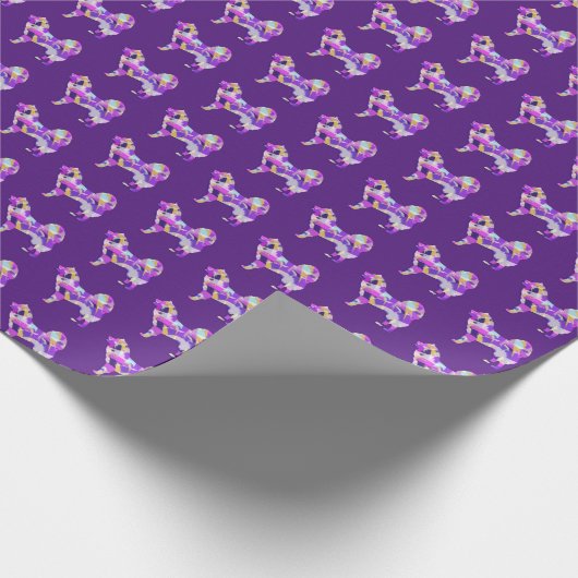 Papier Cadeau Samoyé mignon chien Silhouette pourpre PY&B Annive (Coin)