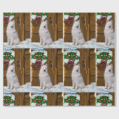 Papier Cadeau Samoyé sur Noël de la Porche (Plat)