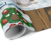 Papier Cadeau Samoyé sur Noël de la Porche (Coin rond)