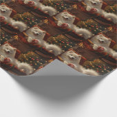 Papier Cadeau Samoyed Chien Festive de Noël (Coin)