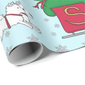 Papier Cadeau Samoyed Claus (Coin rond)