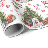 Papier Cadeau Samoyed Dog Holiday Tree (Coin rond)