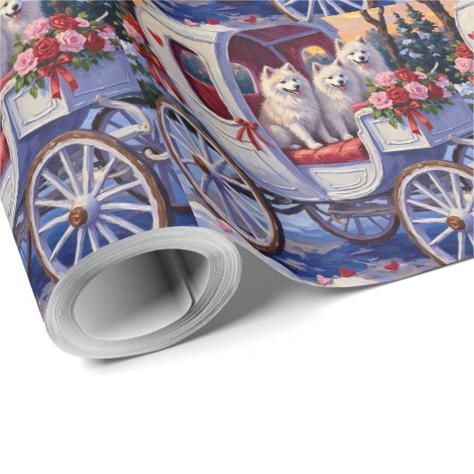 Papier Cadeau Samoyed Dog Valentine's Day (Coin rond)