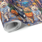 Papier Cadeau Samoyed Dogs Trick-or-Treating Halloween Costumes (Coin rond)