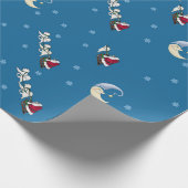 Papier Cadeau Samoyed Sleigh & Père Noël (Coin)