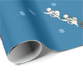 Papier Cadeau Samoyed Sleigh & Père Noël (Coin rond)