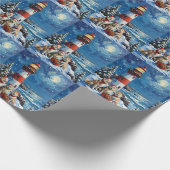 Papier Cadeau Samoyède Phare de Noël Vacances (Coin)