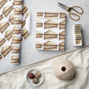 Papier Cadeau Sandwiches au beurre d'arachide PBJ et à la gelée