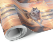 Papier Cadeau Sandy Paws Alaskan Malamute Chien sur le coucher d (Coin rond)