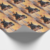 Papier Cadeau Sandy Paws Bernese Mountain Dog on Beach Sunset (Coin)