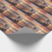 Papier Cadeau Sandy Paws Bichon Frise Dog sur Beach Sunset (Coin)