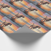 Papier Cadeau Sandy Paws Bloodhound Dog on Beach Sunset (Coin)