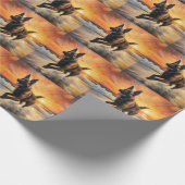 Papier Cadeau Sandy Paws Chien Malinois Belge sur le coucher du  (Coin)