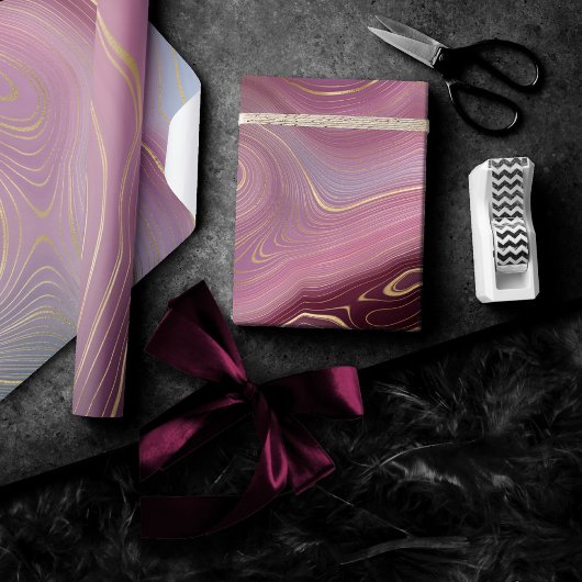 Papier Cadeau Sangria Strata | Moody Pink and Purple Luxe Agate