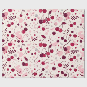 Papier cadeau sans couture Cherry Pink Y2K Aes m