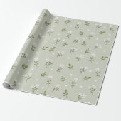 Papier Cadeau Sans Couture Fleur Blanche Mignon (Déroulé)