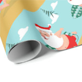 Papier Cadeau Santa at beach (Coin rond)