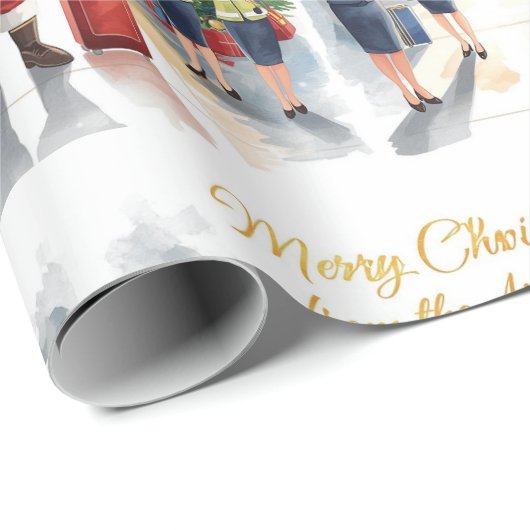 Papier Cadeau Santa Claus à l'aéroport (Coin rond)