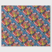 PAPIER CADEAU SANTA CLAUS AVEC CADEAU DE NOËL (Plat)