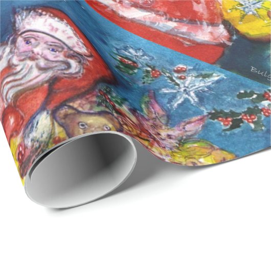 PAPIER CADEAU SANTA CLAUS AVEC CADEAU DE NOËL (Coin rond)