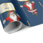 Papier Cadeau Santa Claus Avec Drapeau De Rhode Island (Coin rond)
