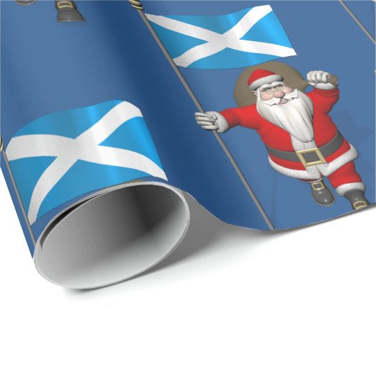 Papier Cadeau Santa Claus Avec L'Enseigne De L'Ecosse (Coin rond)
