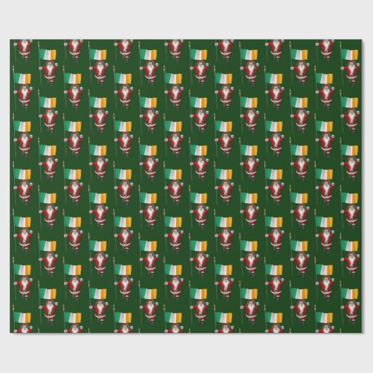 Papier Cadeau Santa Claus Avec L'Ensigne D'Irlande (Plat)