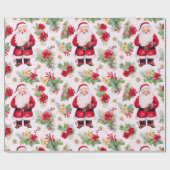 Papier Cadeau Santa Claus Berries d'hiver moderne Noël (Plat)