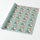 Papier Cadeau Santa Claus cartoon with Christmas tree teal (Déroulé)