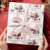 Papier Cadeau Santa Claus Deer Happy Christmas Personalized Name