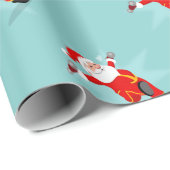 Papier Cadeau Santa Claus doing fitness exercises (Coin rond)