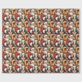 Papier Cadeau Santa Claus Holding Australian Kelpie Christmas  (Plat)