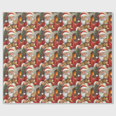Papier Cadeau Santa Claus Holding Bengal Cat Christmas Art (Plat)