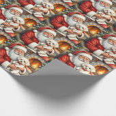 Papier Cadeau Santa Claus Holding Bichon Frise Christmas Art (Coin)