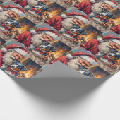 Papier Cadeau Santa Claus Holding Blue Heeler Christmas Art (Coin)